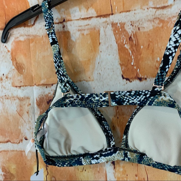 Shade & Shore Blue Snake Print Triangle Bikini Top - Picture 8 of 8